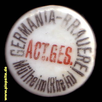 Picture of a ceramic Hutter stopper from: Germania Brauerei AG, Mülheim / Ruhr, Germany