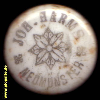 Picture of a ceramic Hutter stopper from: Bayerische Bierbrauerei Johann Harms, Neumünster, Neemünster, Germany