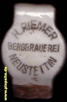 Picture of a ceramic Hutter stopper from: Bergbrauerei Hermann Riemer, Neustettin, Szczecinek, Poland
