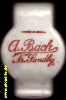 Picture of a ceramic Hutter stopper from: Albrecht Bach & Søn, Bryggeri, Brøndanstalt & Mineralvandsproduction, Nørresundby, Aalborg, Denmark