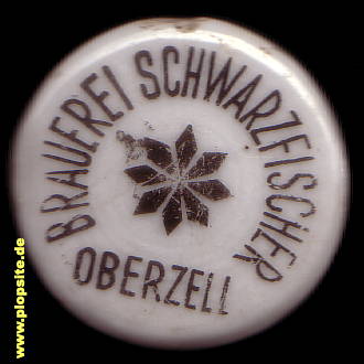 Picture of a ceramic Hutter stopper from: Brauerei Schwarzfischer, Oberzell, Zell Oberpfalz, Germany