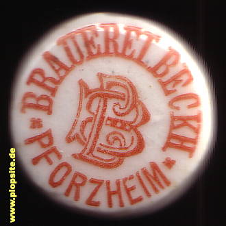 Picture of a ceramic Hutter stopper from: Brauerei Beckh, Pforzheim, Germany