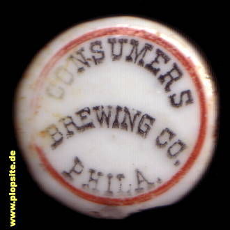 Picture of a ceramic Hutter stopper from: Consumers Brewing Co., Philadelphia, PA, USA
