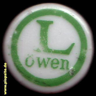 Picture of a ceramic Hutter stopper from: Löwenbrauerei Gebrüder Diefenbacher, Philippsburg, Germany