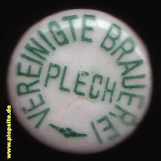 Picture of a ceramic Hutter stopper from: Vereinigte Brauerei, Plech, Germany