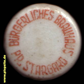 Picture of a ceramic Hutter stopper from: Bürgerliches Brauhaus GmbH, Pächter Heron & Claaßen, Preußisch Stargard, Starogard Gdański, Poland
