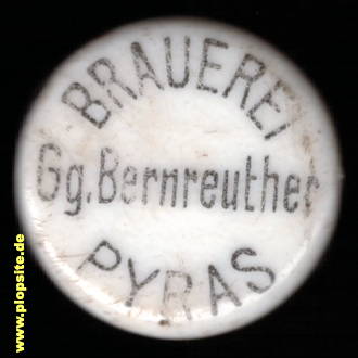 Picture of a ceramic Hutter stopper from: Brauerei Bernreuther, Pyras, Markt Thalmässing, Germany