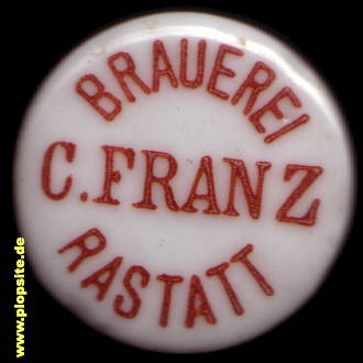Picture of a ceramic Hutter stopper from: Brauerei Franz  , Rastatt, Germany