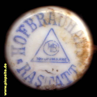 Picture of a ceramic Hutter stopper from: Hofbrauhaus, Rastatt, Germany