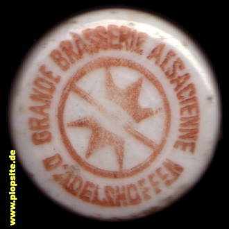 Picture of a ceramic Hutter stopper from: Grande Brasserie Alsacienne d’Adelshoffen S.A., Schiltigheim, Straßburg, France