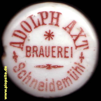 Picture of a ceramic Hutter stopper from: Brauerei Adolf Axt, Schneidemühl, Piła, Poland