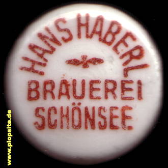 Picture of a ceramic Hutter stopper from: Brauerei Hans Haberl, Schönsee, Germany