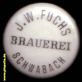 Picture of a ceramic Hutter stopper from: Brauerei J. Wolfgang Fuchs, Schwabach, Germany