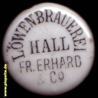 Picture of a ceramic Hutter stopper from: Löwenbrauerei Erhard & Co., Schwäbisch Hall, Germany
