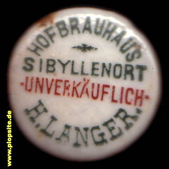 Bügelverschluss aus: Hofbrauhaus H. Langer, Sibyllenort, Szczodre, Sybilin, Polen