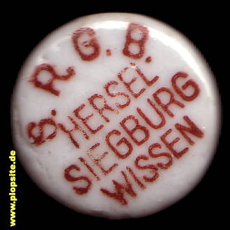 Picture of a ceramic Hutter stopper from: Sieg Rheinische Germania Brauerei, Siegburg - Wissen, Germany