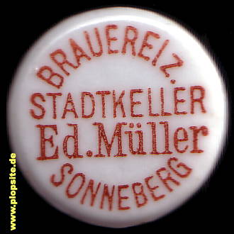 Picture of a ceramic Hutter stopper from: Brauerei zum Stadtkeller Edmund Müller, Sonneberg, Germany