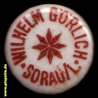 Picture of a ceramic Hutter stopper from: Brauerei Wilhelm Görlich, Sorau, Żary, Žarow, Poland
