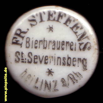Picture of a ceramic Hutter stopper from: Bierbrauerei Fr. Steffens, St. Severinsberg Linz / Rhein, Germany