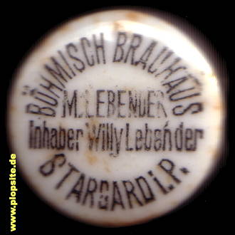 Bügelverschluss aus: Böhmisches Brauhaus M. Lebender, Inhaber Willy Lebender, Stargard i. Pom., Stargard Szczeciński, Polen