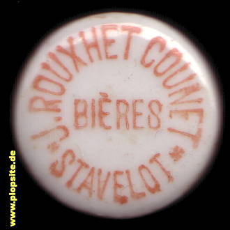 Picture of a ceramic Hutter stopper from: J. Rouxhet Counet Bieres, Stavelot, Ståvleu, Stablo, Belgium