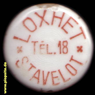 Picture of a ceramic Hutter stopper from: Loxhet, Stavelot, Ståvleu, Stablo, Belgium