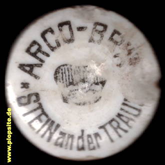 Picture of a ceramic Hutter stopper from: Gräflich von Arco Zinneberg’sche Schloßbrauerei, Stein / Traun, Traunreut, Germany