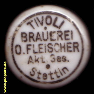 Picture of a ceramic Hutter stopper from: Tivoli-Brauerei AG, O. Fleischer, Stettin, Szczecin, Poland