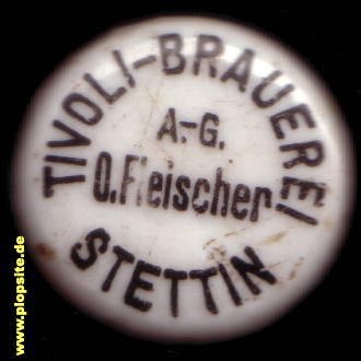 Picture of a ceramic Hutter stopper from: Tivoli-Brauerei AG, O. Fleischer, Stettin, Szczecin, Poland