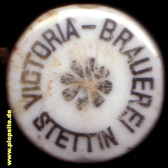 Picture of a ceramic Hutter stopper from: Victoria-Brauerei, Stettin, Szczecin, Poland