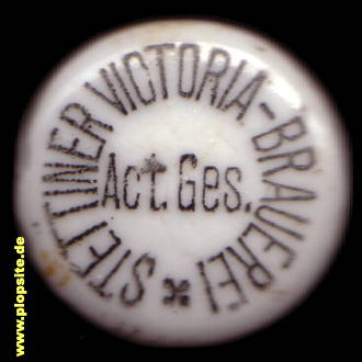 Picture of a ceramic Hutter stopper from: Victoria-Brauerei AG, Stettin, Szczecin, Poland