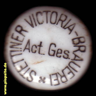 Picture of a ceramic Hutter stopper from: Victoria Brauerei AG, Stettin, Szczecin, Poland