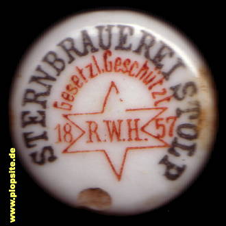 Picture of a ceramic Hutter stopper from: Sternbrauerei R.W. Heidemann, 