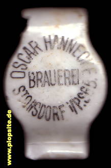 Picture of a ceramic Hutter stopper from: Brauerei Oscar Hannecke, Stonsdorf, Staniszów, Poland