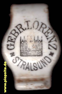 Picture of a ceramic Hutter stopper from: Brauerei Bellevue,  Gebrüder Lorenz, Stralsund, Hansestadt Stralsund, Germany