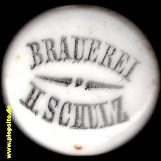 Picture of a ceramic Hutter stopper from: Brauerei Volksgarten, H. Schultz, Stralsund, Hansestadt Stralsund, Germany