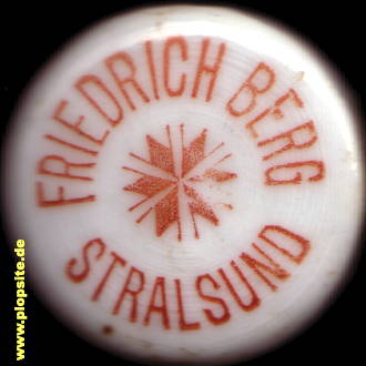 Picture of a ceramic Hutter stopper from: Dampfbrauerei Friedrich Berg, Stralsund, Hansestadt Stralsund, Germany