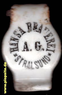 Picture of a ceramic Hutter stopper from: Hansa Brauerei AG, Stralsund, Hansestadt Stralsund, Germany