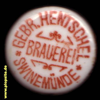 Picture of a ceramic Hutter stopper from: Brauerei Gebrüder Hentschel, Swinemünde, Świnoujście, Poland