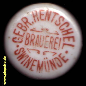 Picture of a ceramic Hutter stopper from: Brauerei Gebrüder Hentschel, Swinemünde, Świnoujście, Poland
