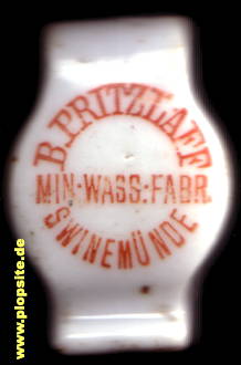 Picture of a ceramic Hutter stopper from: Brauerei Mineralwasserfabrik Bernhard Pritzlaff, Swinemünde, Świnoujście, Poland