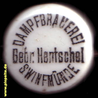 Picture of a ceramic Hutter stopper from: Dampfbrauerei Gebrüder Hentschel, Swinemünde, Świnoujście, Poland