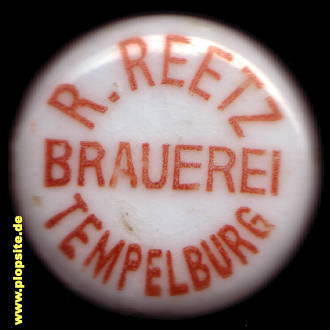Picture of a ceramic Hutter stopper from: Brauerei Reinhold Reetz, Tempelburg, Czaplinek, Poland