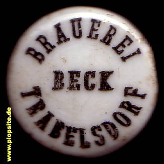 Picture of a ceramic Hutter stopper from: Brauerei Beck, Trabelsdorf, Lisberg, Germany