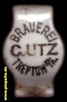 Picture of a ceramic Hutter stopper from: Brauerei Carl Utz, Treptow / Rega, Trzebiatów, Poland