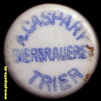 Picture of a ceramic Hutter stopper from: Bierbrauerei A. Caspary, Trier, Germany