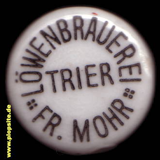 Picture of a ceramic Hutter stopper from: Löwenbrauerei Fr. Mohr  , Trier, Germany