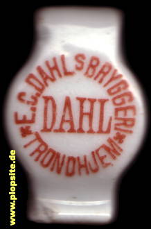 Picture of a ceramic Hutter stopper from: Dahl's Bryggeri, Trondheim, Trondhjem, Drontheim, Norway