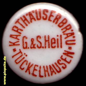 Picture of a ceramic Hutter stopper from: Karthäuserbräu G. & S. Heil, Tückelhausen, Ochsenfurt-Tückelhausen, Germany