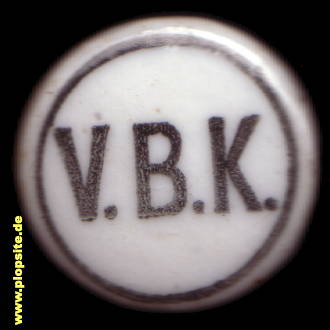 Picture of a ceramic Hutter stopper from:  V.B.K. = Vereinigte Brauereien Konschätz? Vereinsbrauerei Karlsberg (Kolberg),  PL, unbekannt, Poland